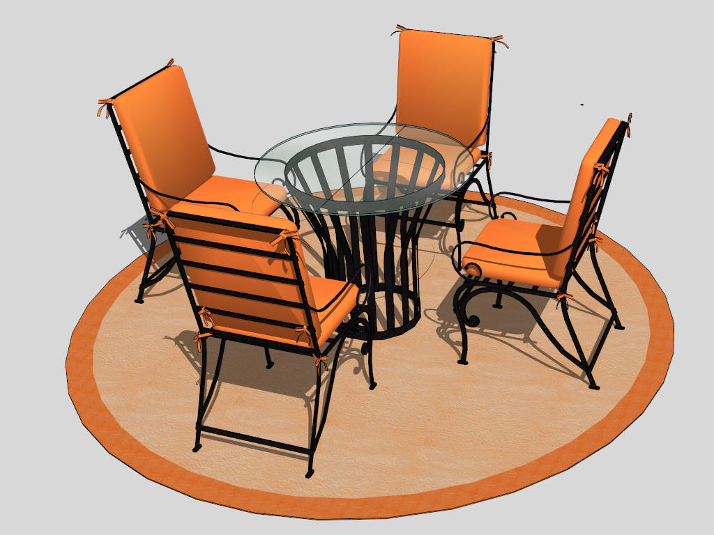 5-Piece Metal Patio Set sketchup model preview - SketchupBox