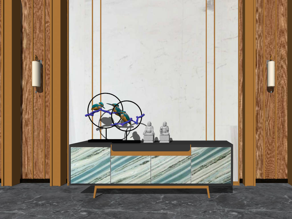 Art Deco TV Stand Wall Idea sketchup model preview - SketchupBox