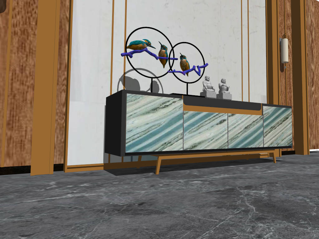 Art Deco TV Stand Wall Idea sketchup model preview - SketchupBox