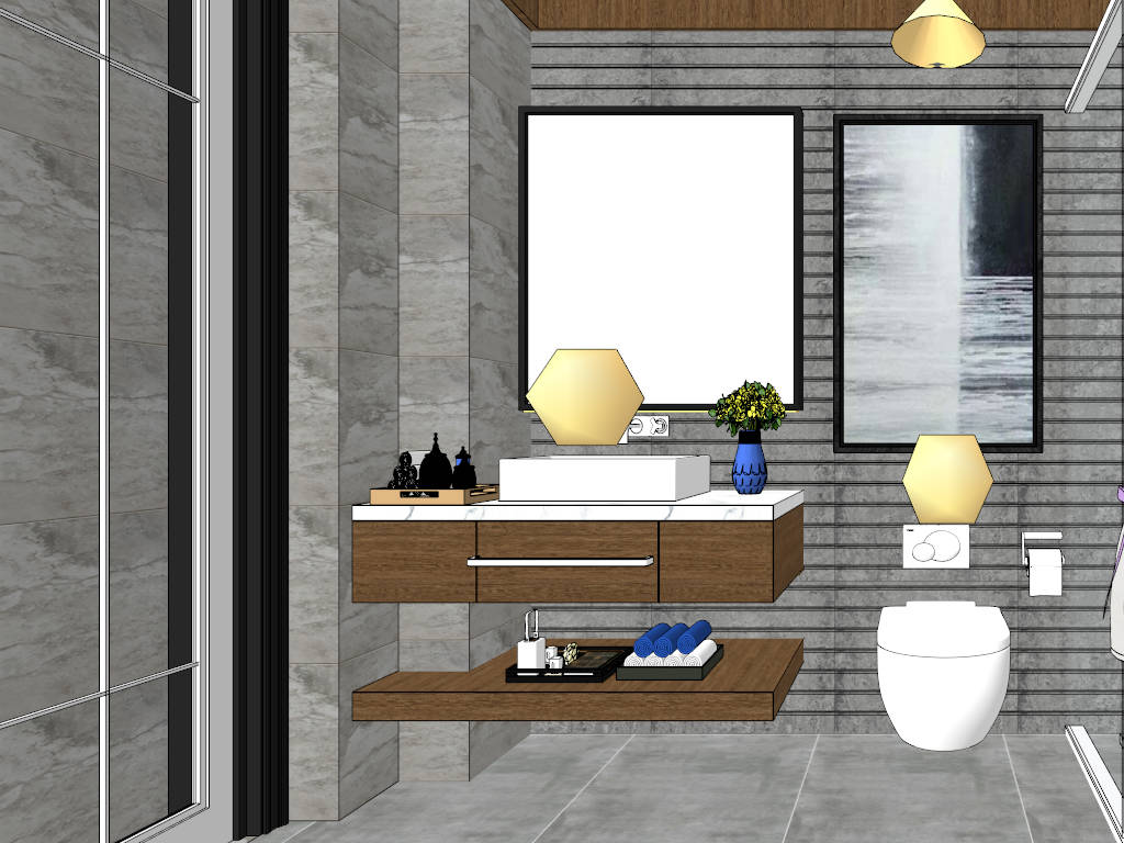 Country Bathroom Design Idea sketchup model preview - SketchupBox