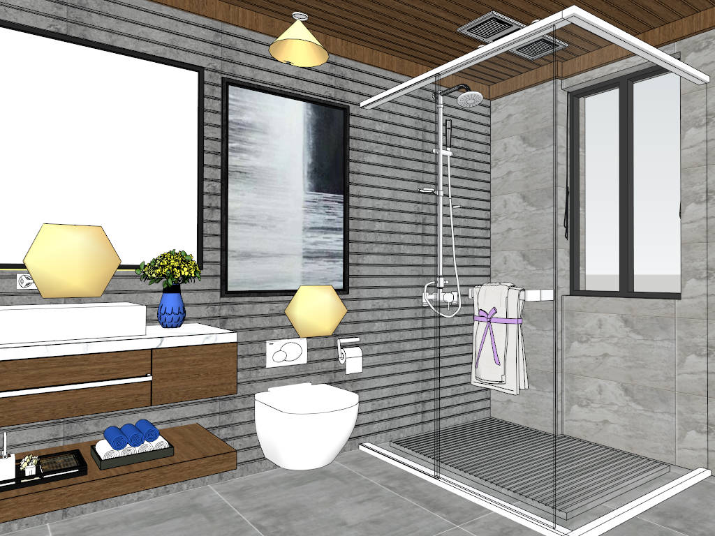 Country Bathroom Design Idea sketchup model preview - SketchupBox