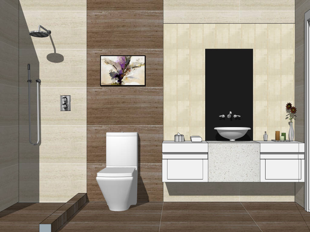 Small Bathroom with Shower Idea sketchup model preview - SketchupBox