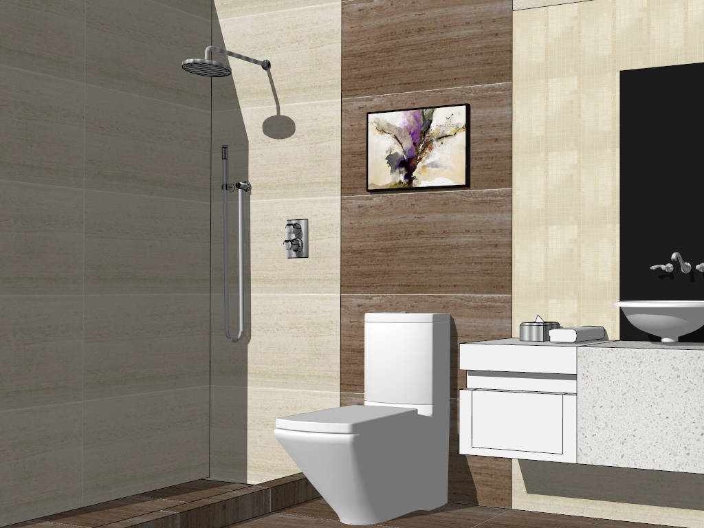 Small Bathroom with Shower Idea sketchup model preview - SketchupBox