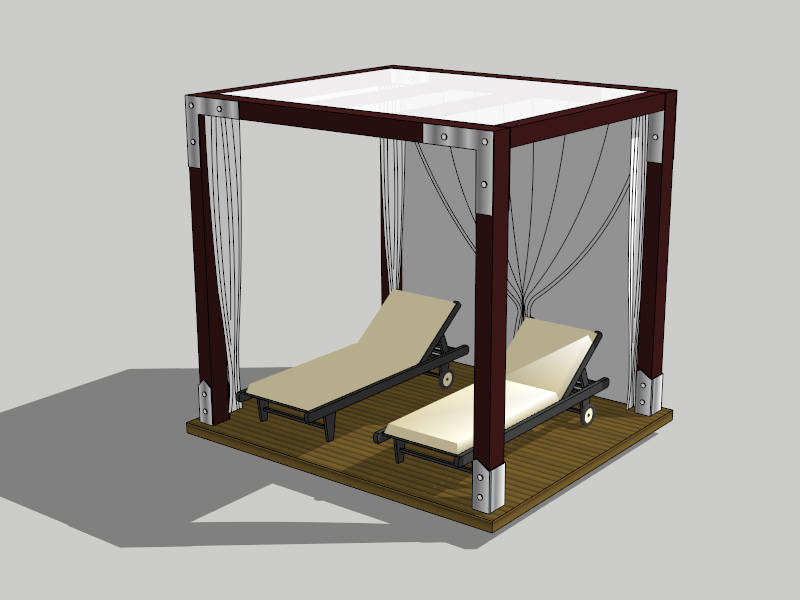 Patio Canopy Gazebo with Sunloungers sketchup model preview - SketchupBox