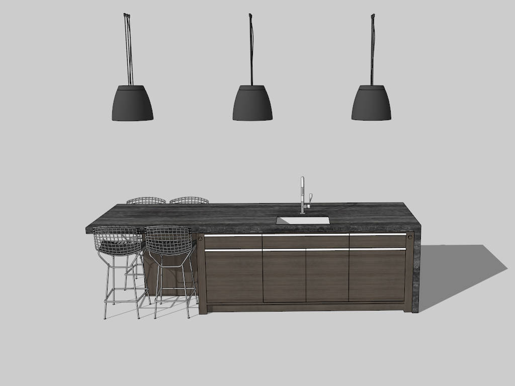 Modern Kitchen Island with Seating Idea sketchup model preview - SketchupBox