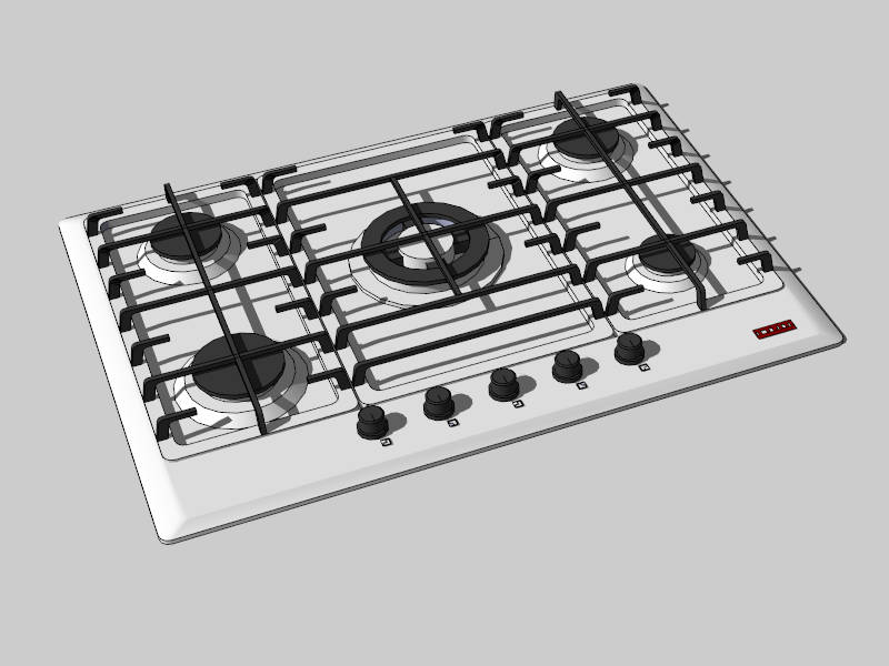 5 Burner Gas Cooktop sketchup model preview - SketchupBox