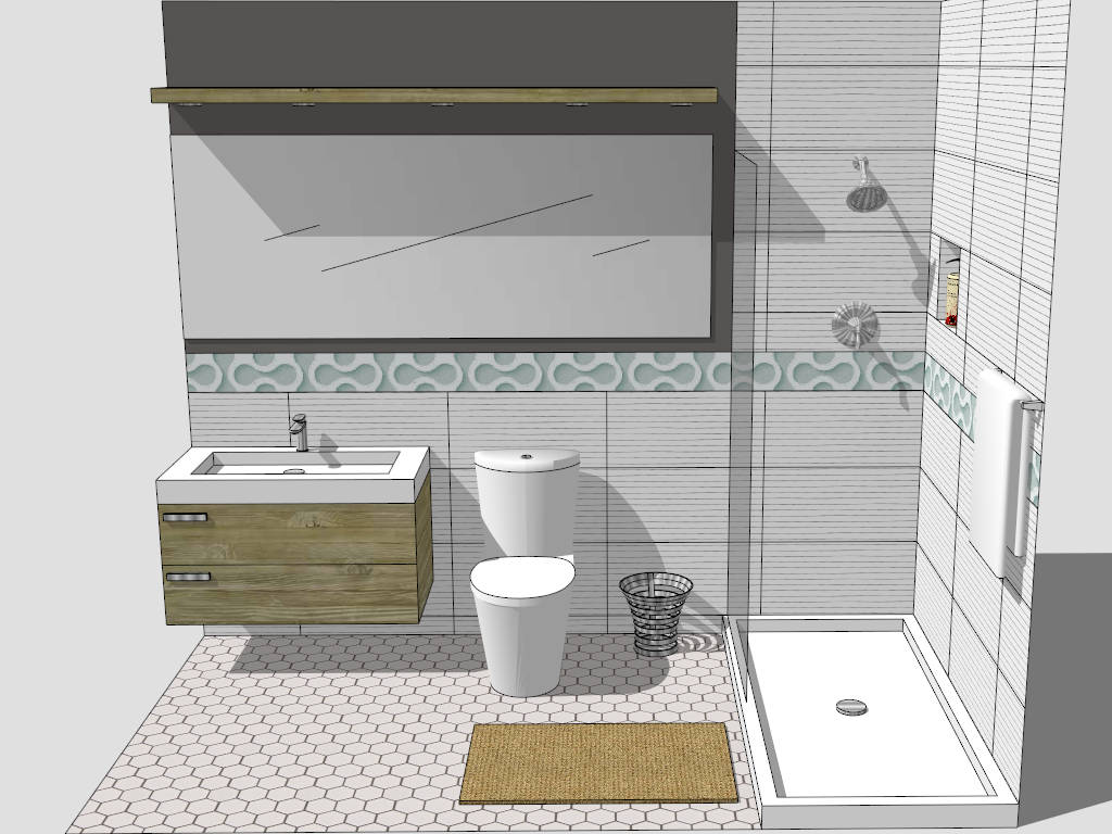 Small Rectangle Bathroom Idea sketchup model preview - SketchupBox