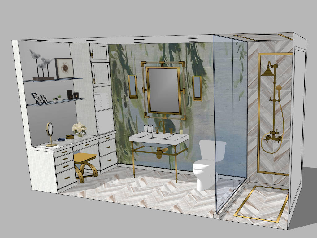 Beautiful Brass Bathroom Idea sketchup model preview - SketchupBox