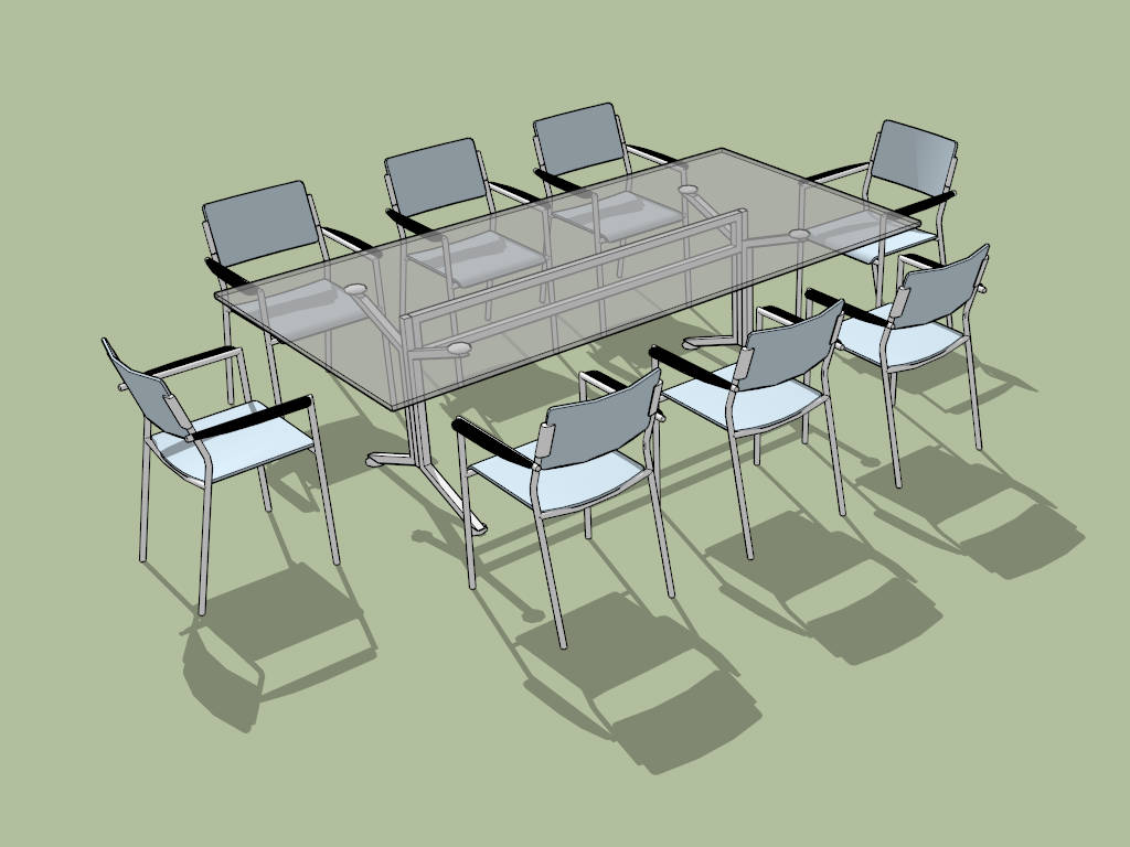 Glass Top Conference Table and Chairs sketchup model preview - SketchupBox