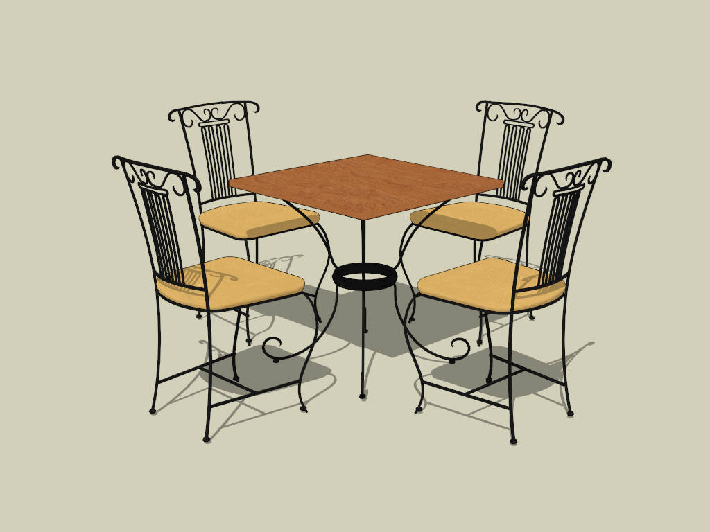 5-Piece Iron Patio Dining Set sketchup model preview - SketchupBox
