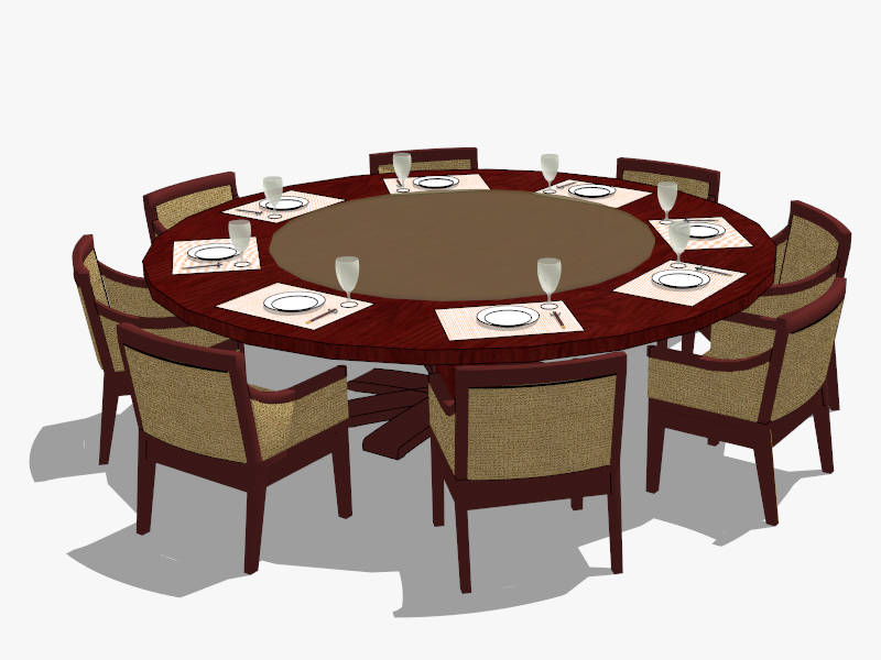Round Banquet Table and Chairs sketchup model preview - SketchupBox