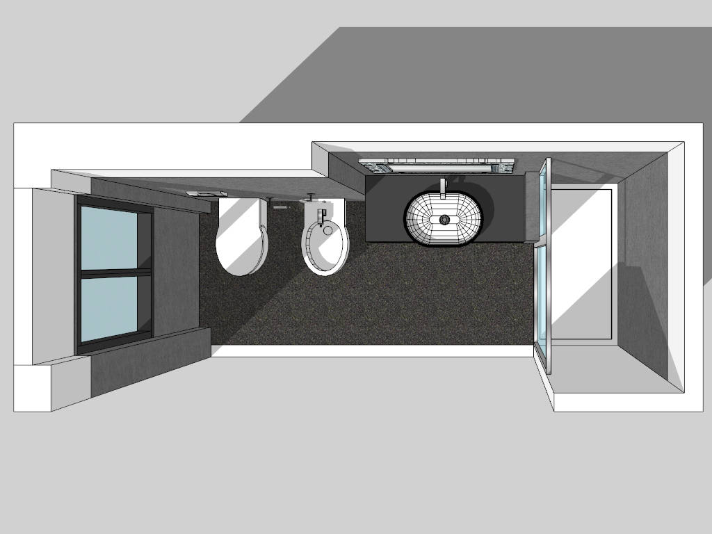 Gray Bathroom Design Idea sketchup model preview - SketchupBox