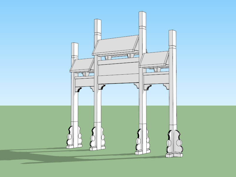 Paifang Chinese Gate sketchup model preview - SketchupBox
