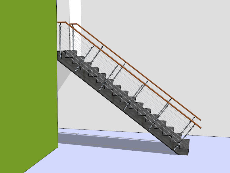 Commercial Metal Stair sketchup model preview - SketchupBox