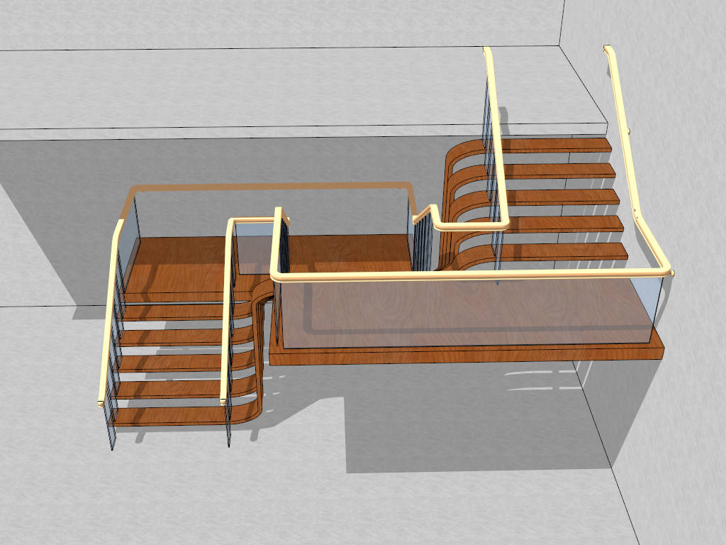 Floating Wood Staircase Design sketchup model preview - SketchupBox