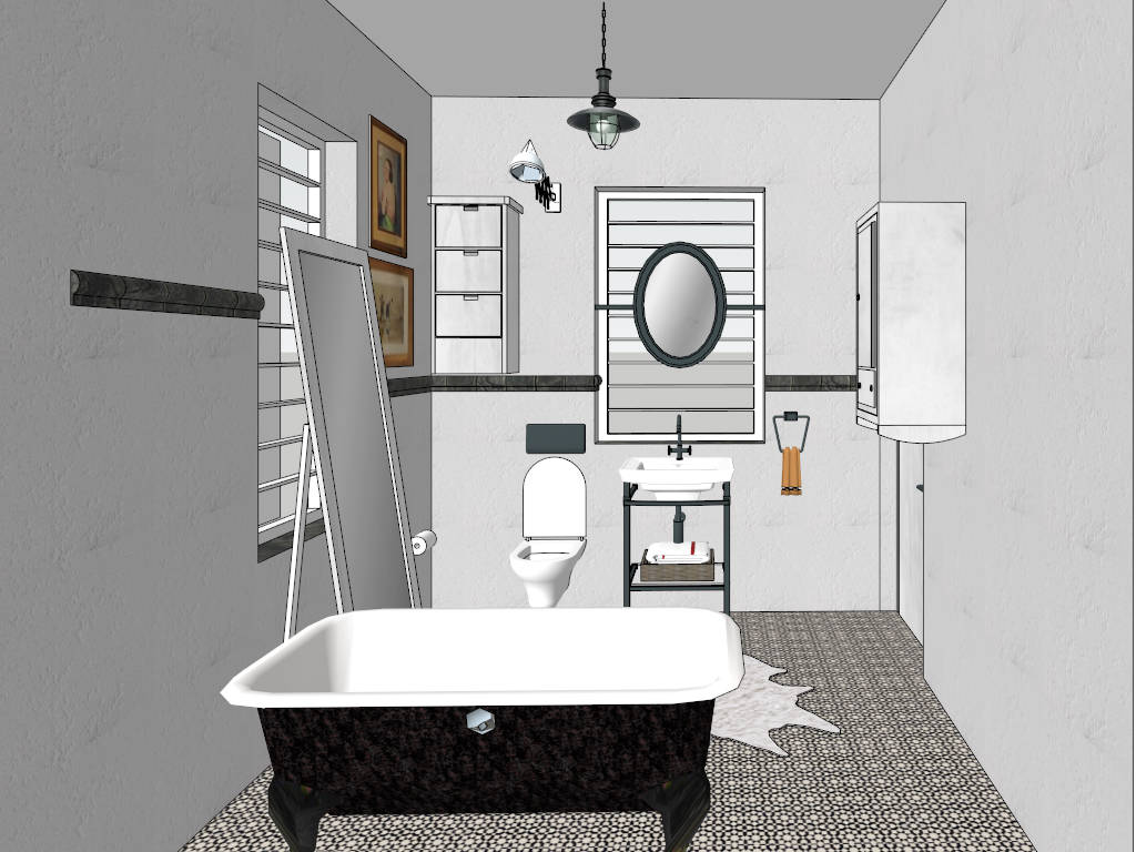 Country Cottage Bathroom Idea sketchup model preview - SketchupBox