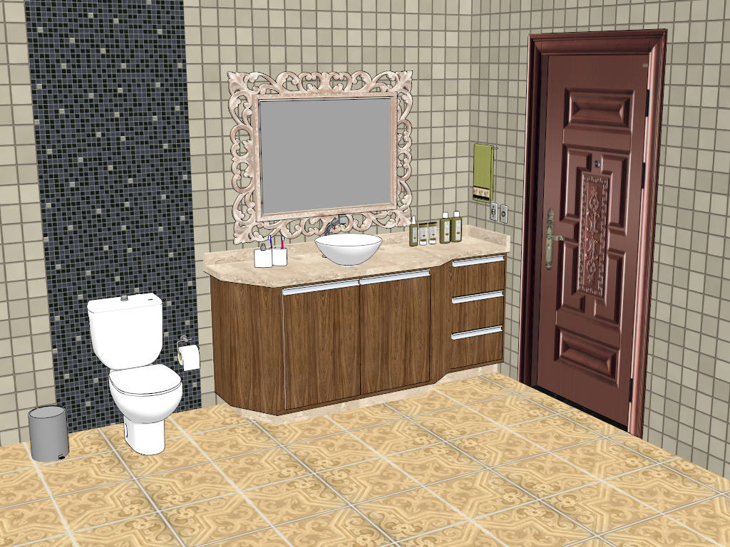 Medium Bathroom Design Idea sketchup model preview - SketchupBox