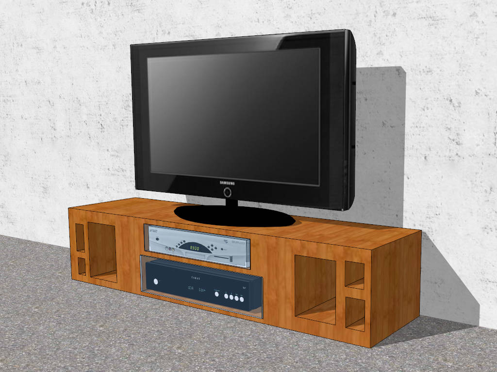 Retro Television and Media Console sketchup model preview - SketchupBox