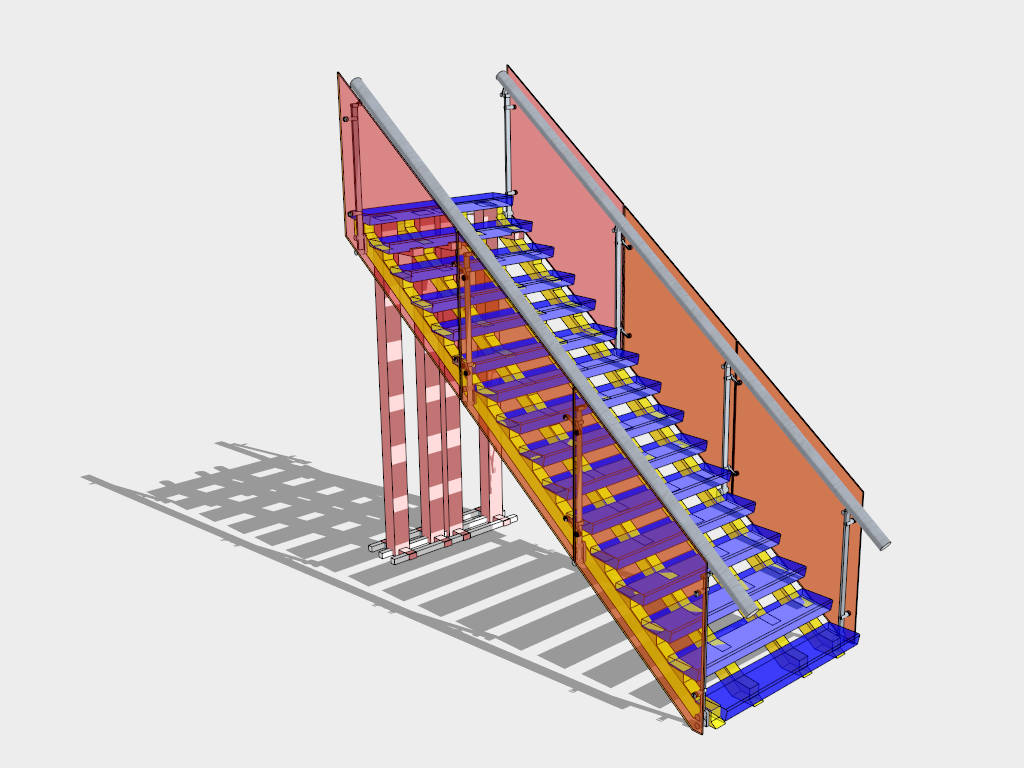 Colored Glass Staircase sketchup model preview - SketchupBox