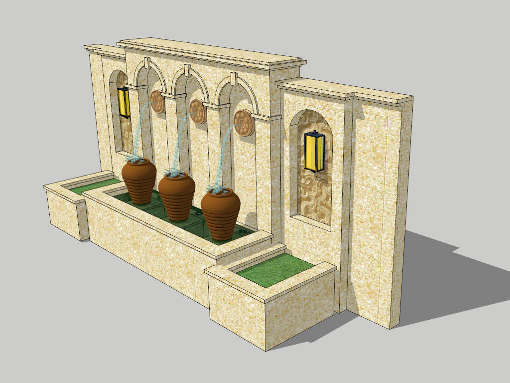 Wall Fountain Landscaping Idea sketchup model preview - SketchupBox