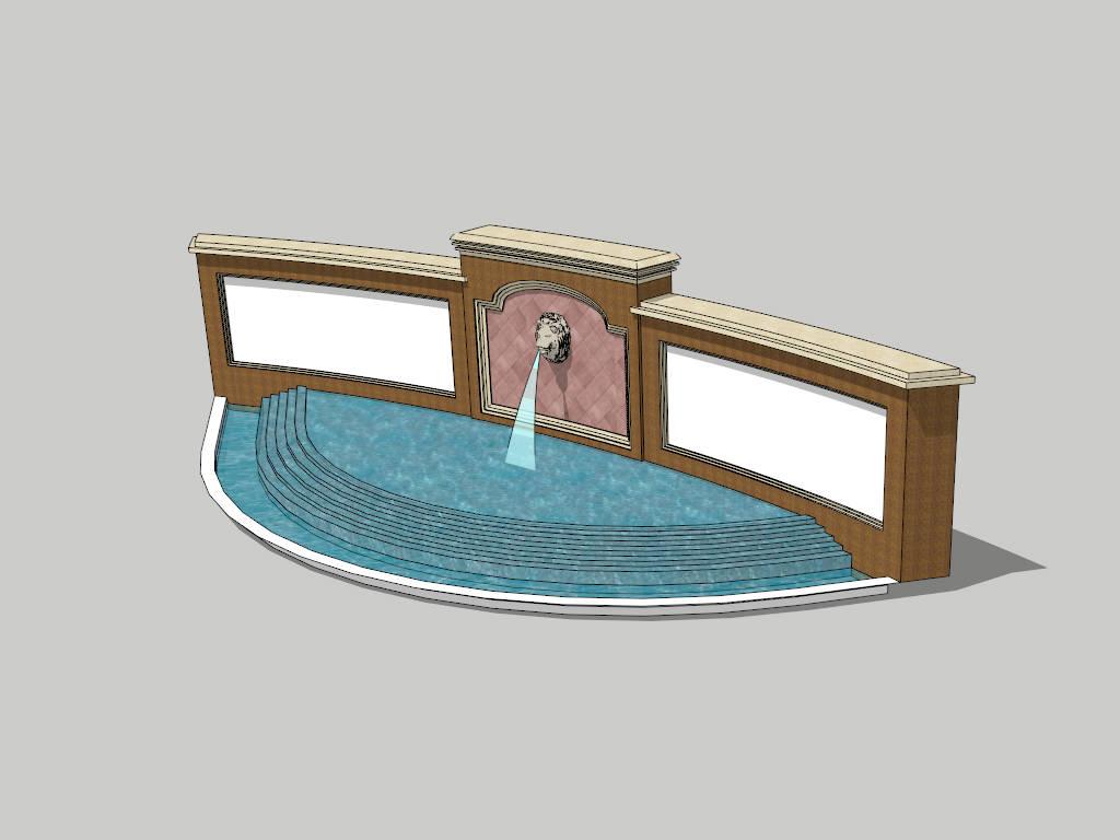 Outside Fountain Wall Design Idea sketchup model preview - SketchupBox
