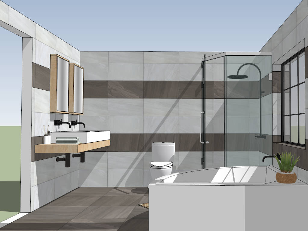 Square Bathroom Layout Idea sketchup model preview - SketchupBox