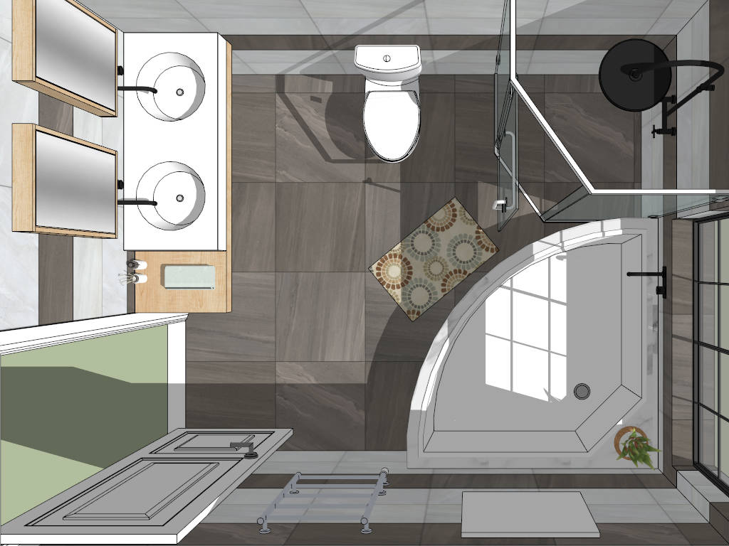 Square Bathroom Layout Idea sketchup model preview - SketchupBox