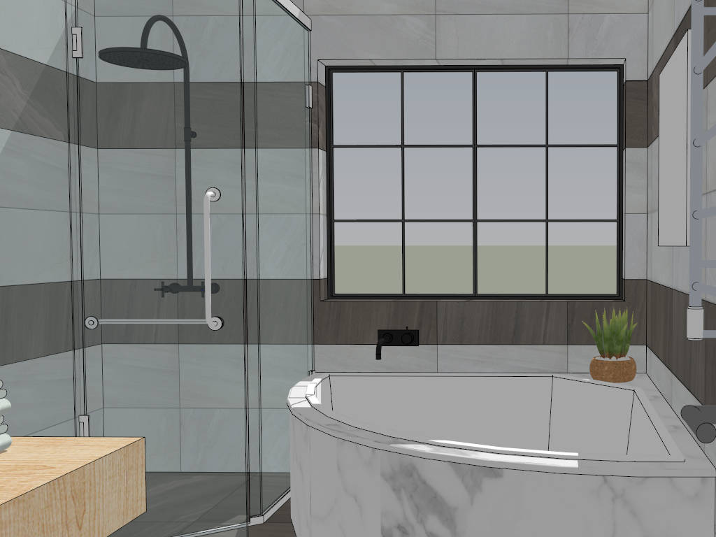 Square Bathroom Layout Idea sketchup model preview - SketchupBox