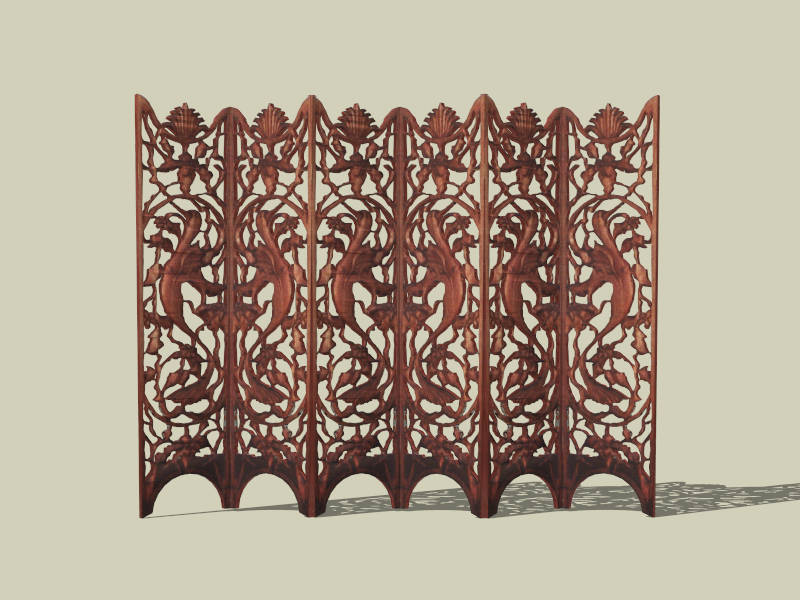 Carved Wood Screen Room Divider sketchup model preview - SketchupBox
