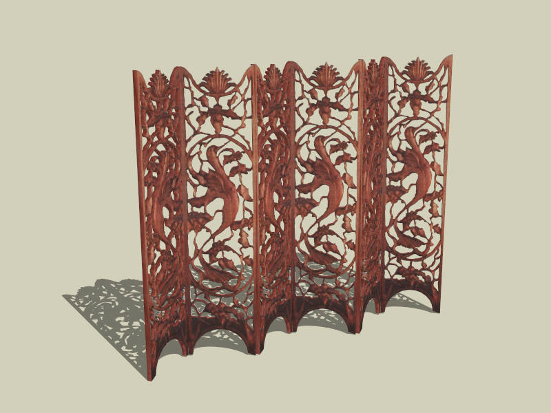 Carved Wood Screen Room Divider sketchup model preview - SketchupBox