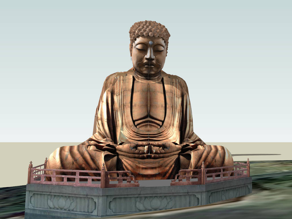 Large Golden Buddha Statue sketchup model preview - SketchupBox