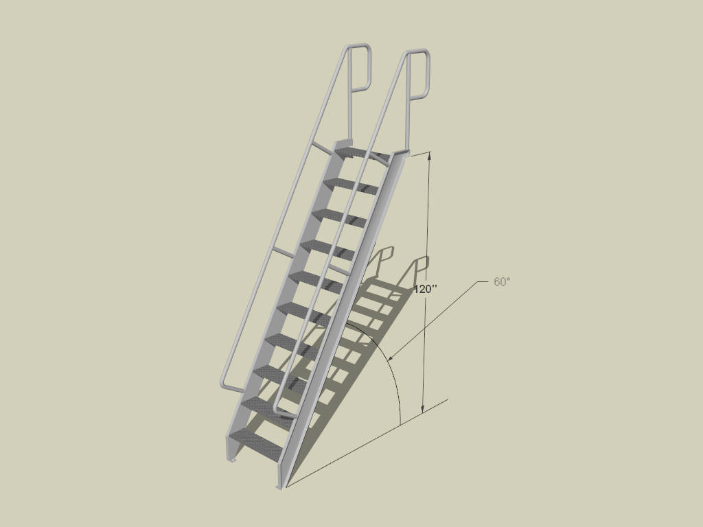 Industrial Metal Stair sketchup model preview - SketchupBox