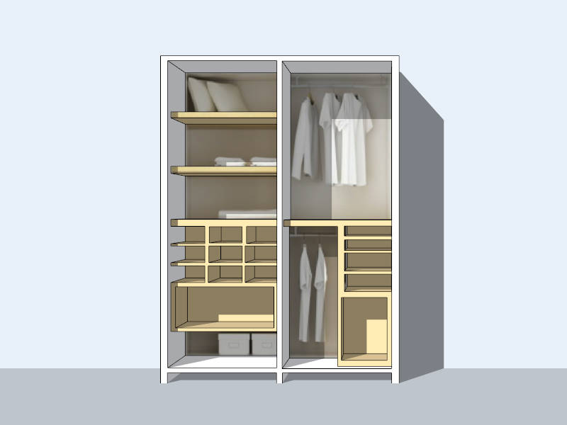 Open Wardrobe Design sketchup model preview - SketchupBox