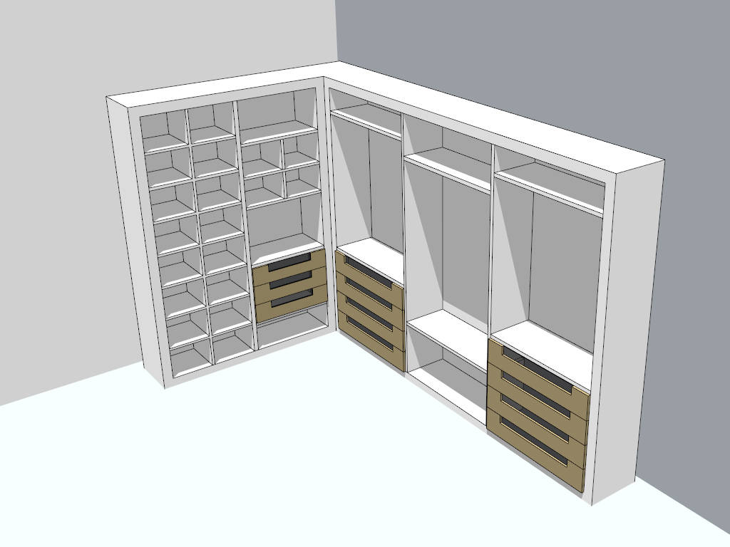 Corner Wardrobes for Bedroom sketchup model preview - SketchupBox