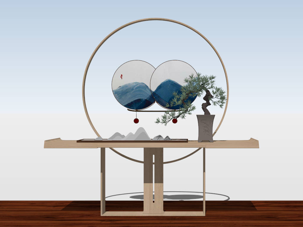 Chinese Style Entry Console Table sketchup model preview - SketchupBox