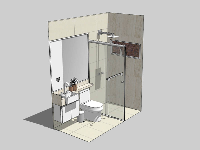 Small Bathroom Idea with Shower sketchup model preview - SketchupBox