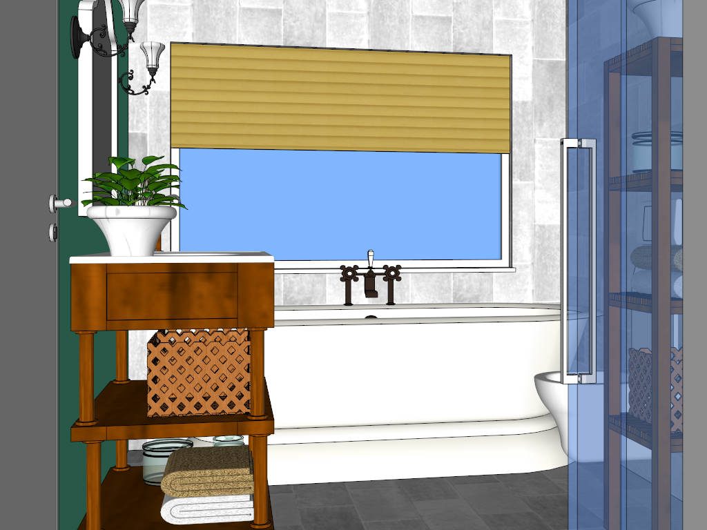 Small Bathroom with Shower and Bath sketchup model preview - SketchupBox