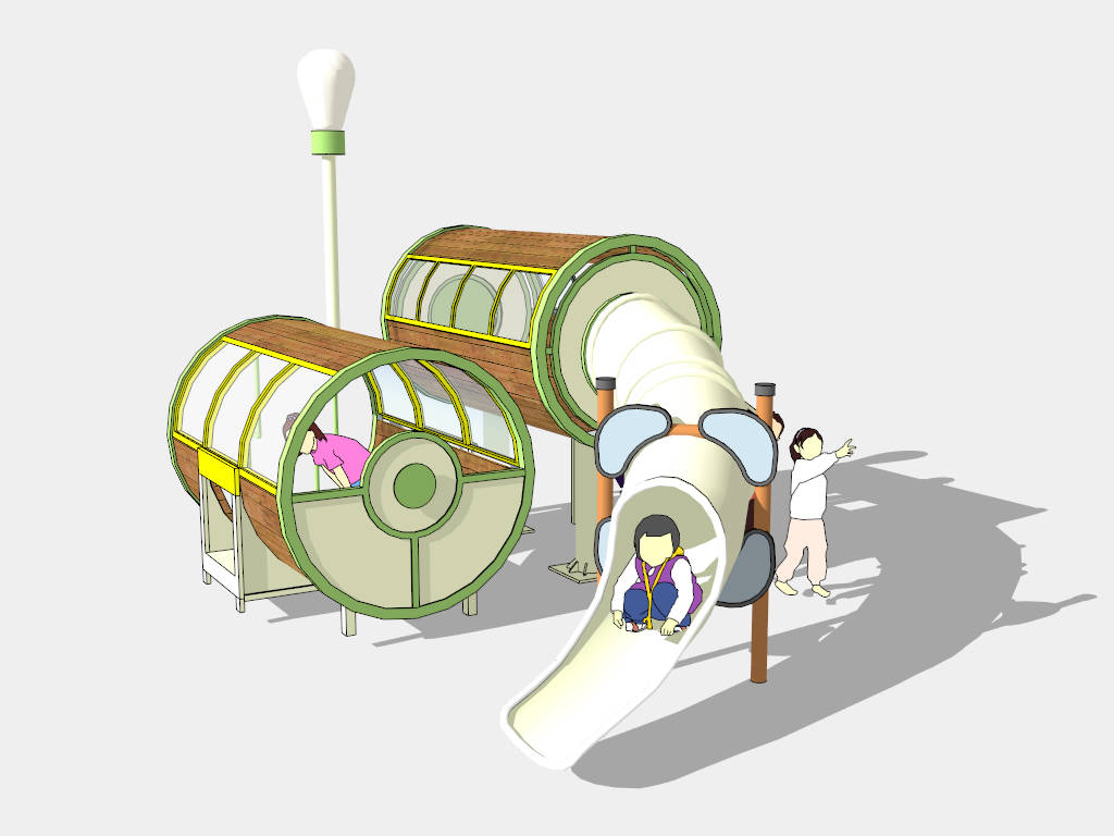 Cylinder Playhouse with Slide sketchup model preview - SketchupBox
