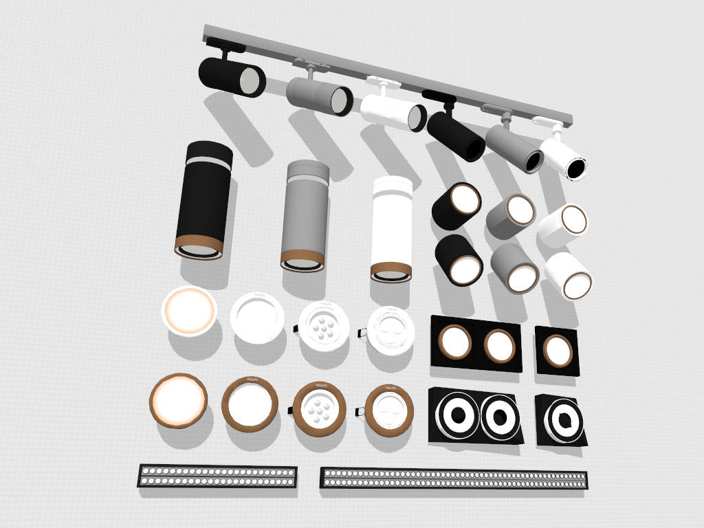 Modern Downlights and Spotlights Collection sketchup model preview - SketchupBox