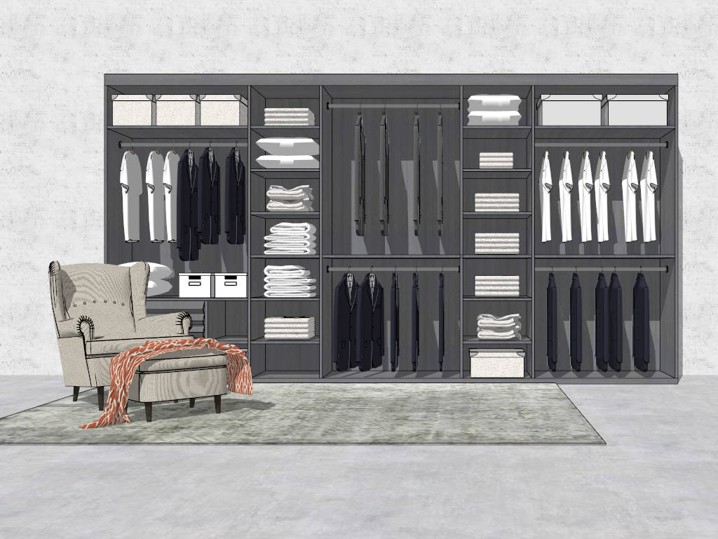 Open Bedroom Closet Design sketchup model preview - SketchupBox