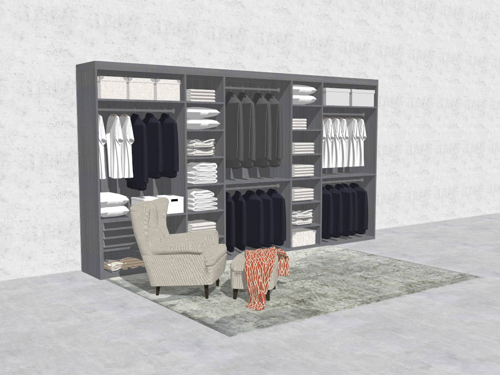 Open Bedroom Closet Design sketchup model preview - SketchupBox