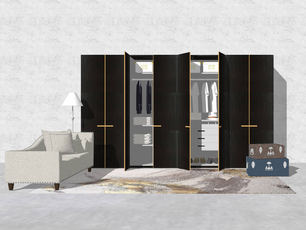 Black Closet Dressing Room Wardrobe sketchup model preview - SketchupBox