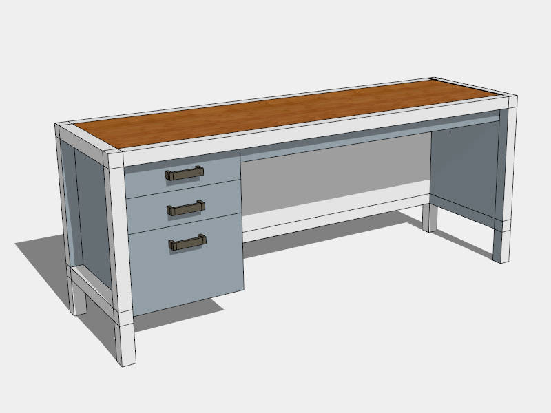 Industrial Writing Desk sketchup model preview - SketchupBox