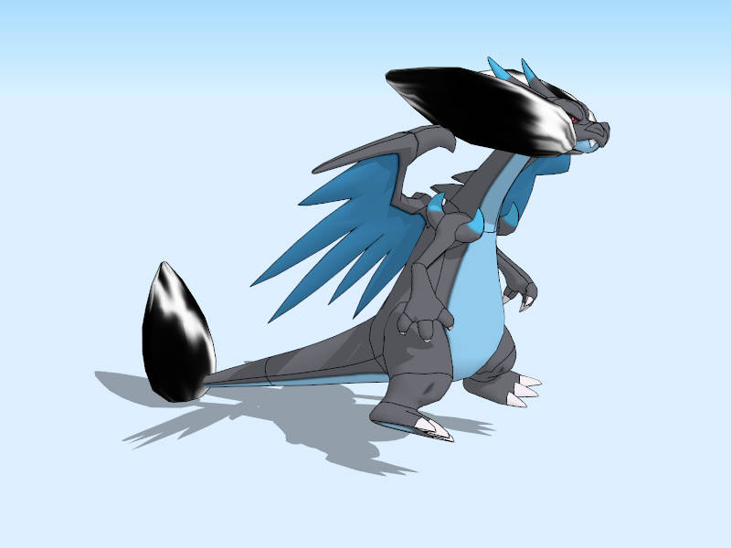 Pokemon Mega Charizard X sketchup model preview - SketchupBox