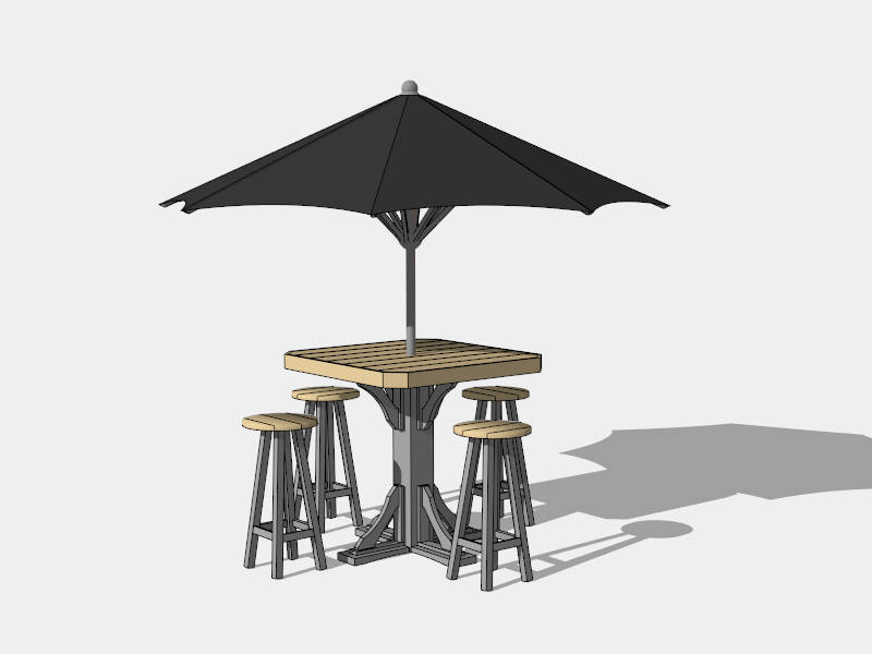 Patio Bar Set with Umbrella sketchup model preview - SketchupBox