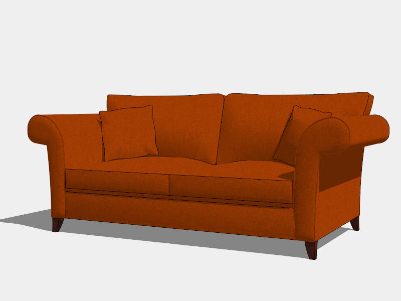 Red Fabric Sofa sketchup model preview - SketchupBox
