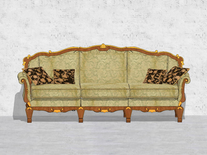 Classic Fabric Sofa sketchup model preview - SketchupBox