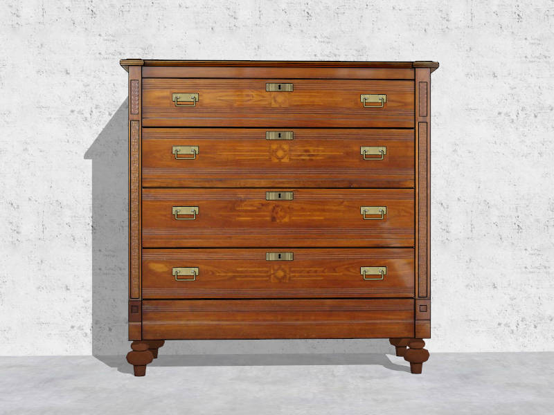 Antique Victorian Chest of Drawers sketchup model preview - SketchupBox