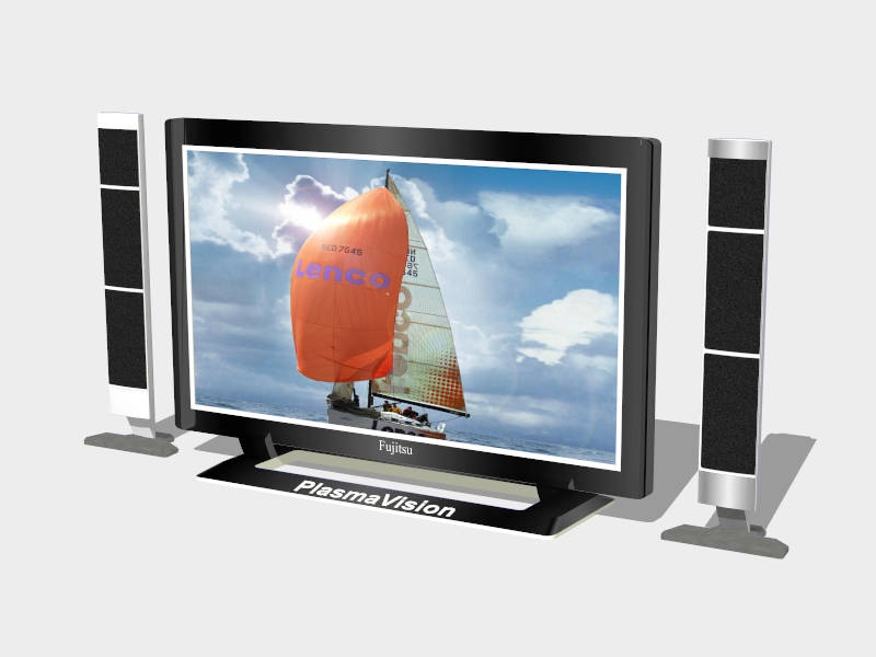 Fujitsu Plasma TV with Speakers sketchup model preview - SketchupBox