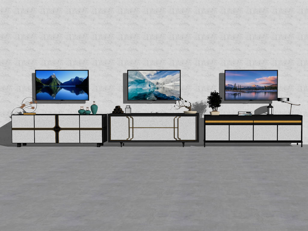 Modern TV Stand Collection sketchup model preview - SketchupBox